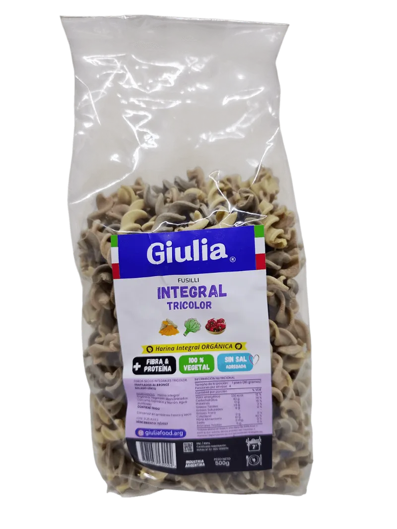 Fideos Fusilli Integral Tricolor