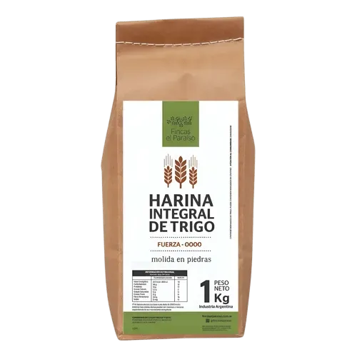 Harina Trigo Integral Organica Tipo 0000 Fuerza -Molida En Piedras-