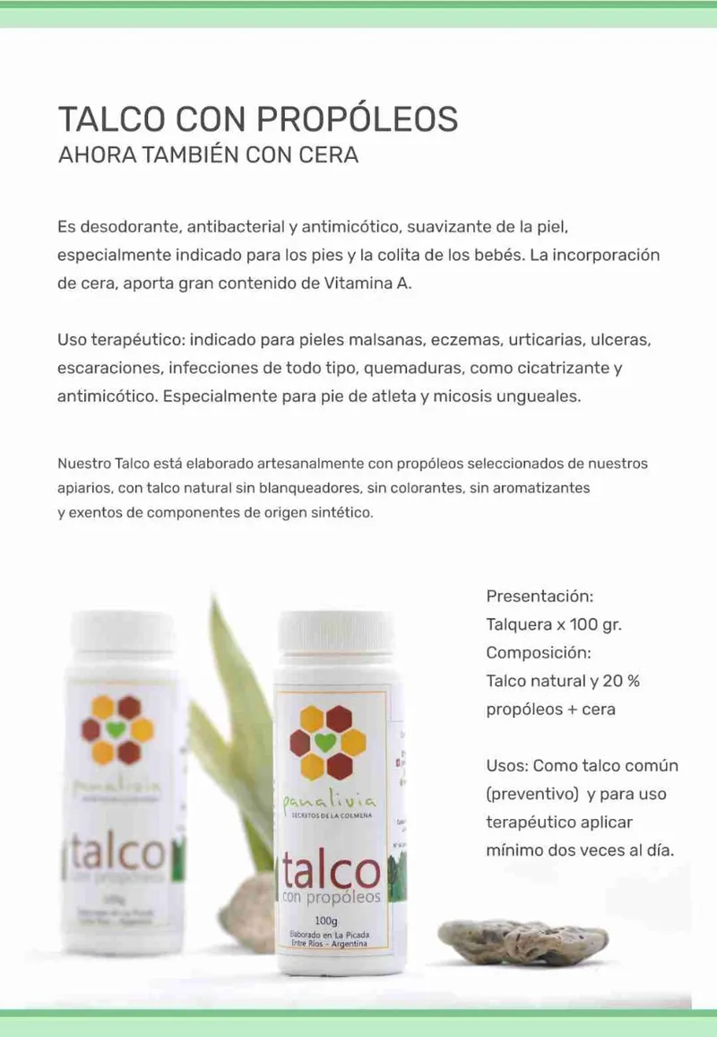 Talco con Propoleos y Cera